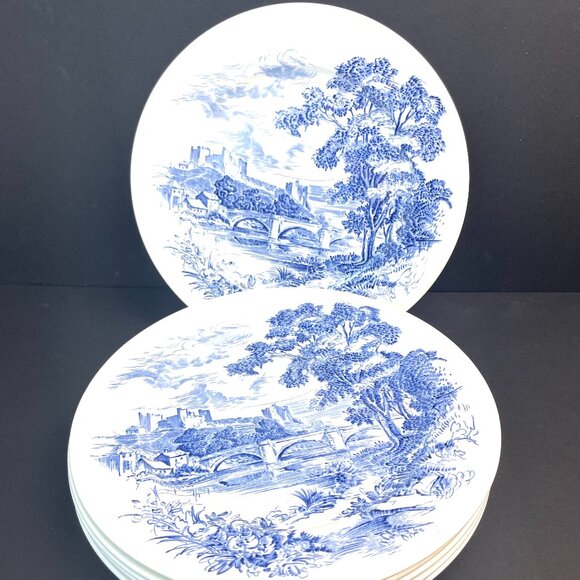 Wedgwood & Co. Countryside Other - Set 6 Vintage Wedgwood & Co. Countryside Blue Transferware Dinner Plate England